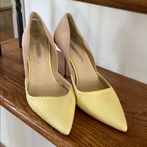 Zara yellow and beige heels